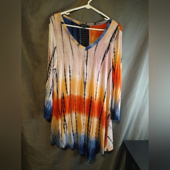 B.L.E.U Multicolor Tie-Dye Bohemian Women's Top - Picture 1 of 4